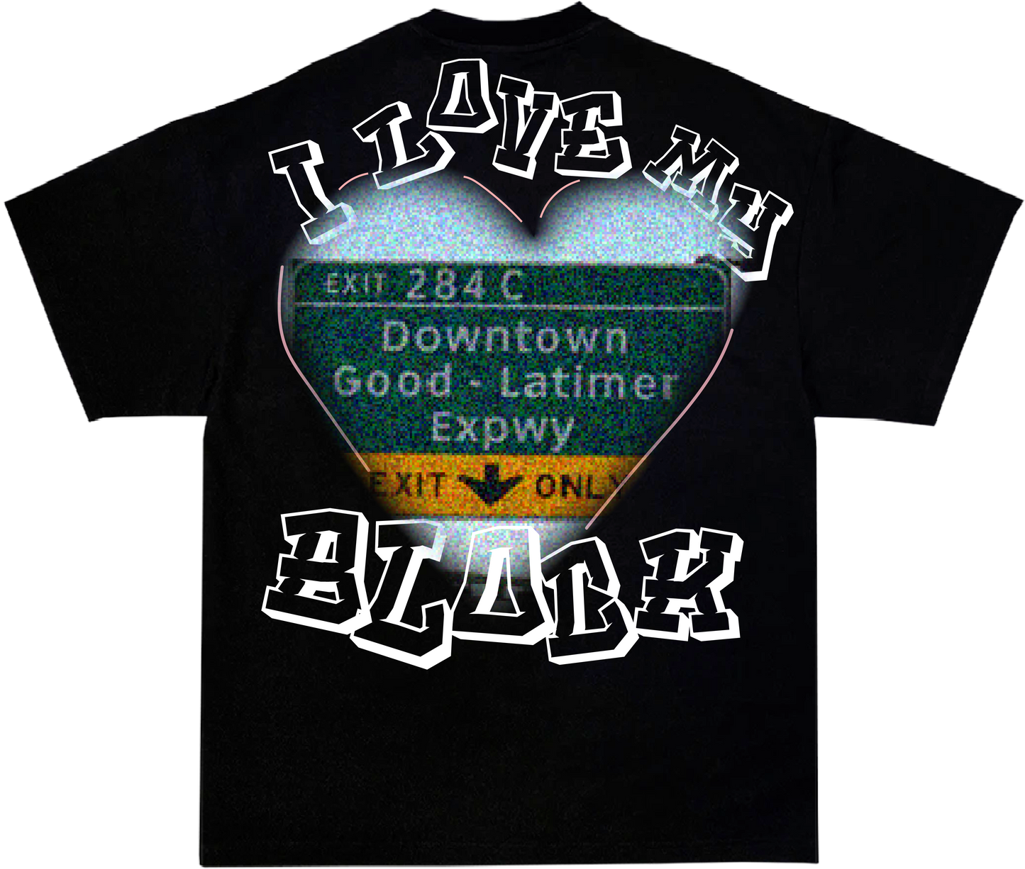 "I LOVE MY BLOCK " TEE in BLACK