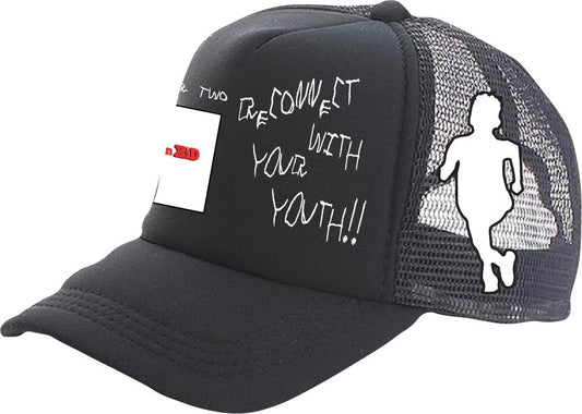"RECONNECT WITH YOUR YOUTH" TRUCKER HAT in BLACK